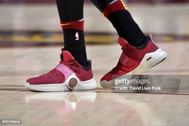 The sneakers of Dwyane Wade of the Cleveland Cavaliers during the game against the Los Angeles Lakers on December 14, 2017 at Quicken Loans Arena in...