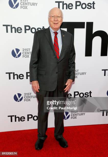 Senator Patrick Leahy arrives at "The Post" Washington, DC Premiere at The Newseum on December 14, 2017 in Washington, DC.