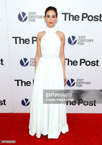 Actress Alison Brie arrives at "The Post" Washington, DC Premiere at The Newseum on December 14, 2017 in Washington, DC.