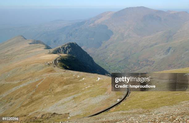 mountain railway - welsh hills stock pictures, royalty-free photos & images