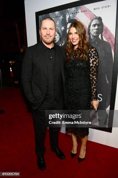 Christian Bale and Sibi Blazic attends the premiere of Entertainment Studios Motion Pictures' "Hostiles" at Samuel Goldwyn Theater on December 14,...