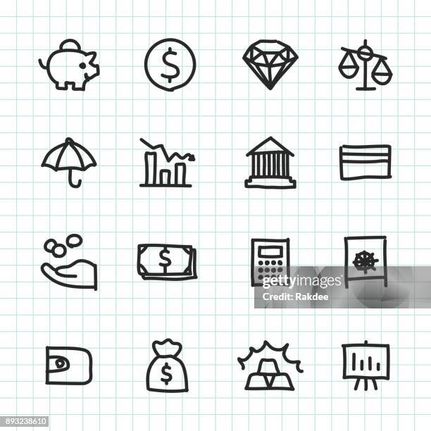 finance icon - hand drawn series - whiteboard doodles stock illustrations