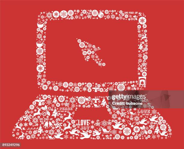 laptop computer chrismas holiday celebration vector icon pattern - candy cane circle stock illustrations