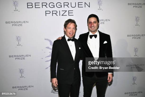 Chairman of the Berggruen Institute Nicolas Berggruen and Julio Santo Domingo attend the Berggruen Prize Gala at the New York Public Library on...