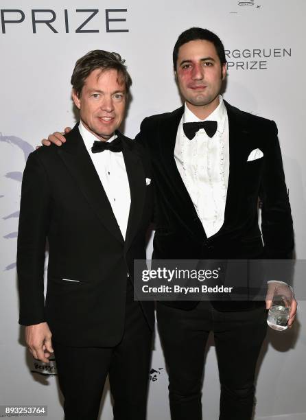 Chairman of the Berggruen Institute Nicolas Berggruen and Julio Santo Domingo attend the Berggruen Prize Gala at the New York Public Library on...