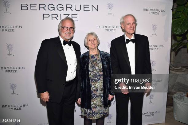 Craig Calhoun, Baroness Onora O'Neill, and Charles Taylor attend the Berggruen Prize Gala at the New York Public Library on December 14, 2017 in New...