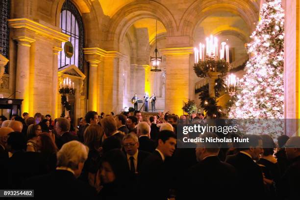 Guests attend a cocktail hour during the Berggruen Prize Gala at the New York Public Library on December 14, 2017 in New York City.