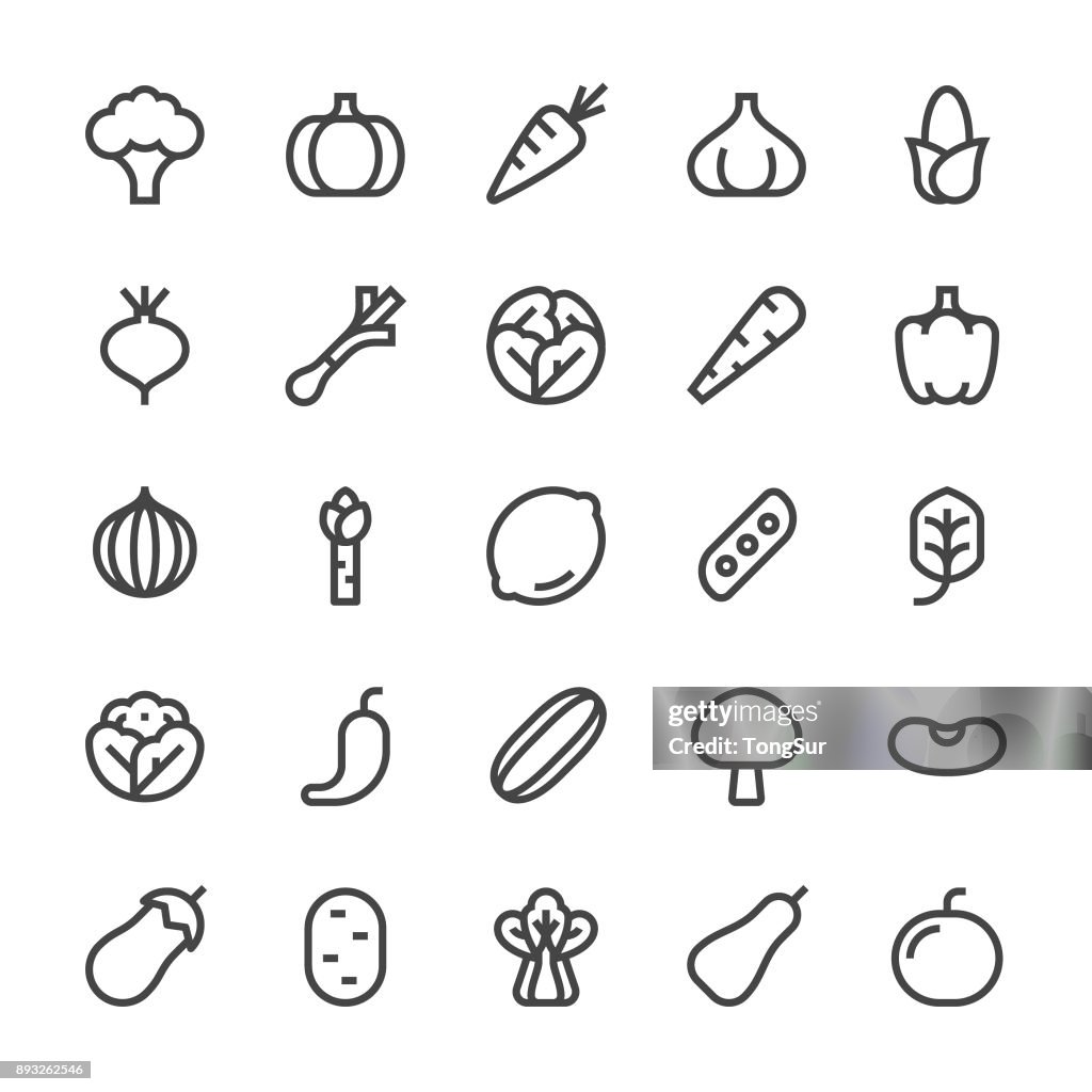 Vegetables Icons - MediumX Line