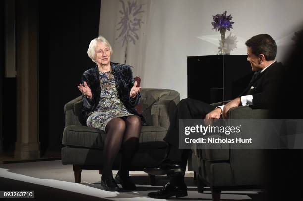 Baroness Onora O'Neil of Bengarve speaks with Fareed Zakaria onstage during the Berggruen Prize Gala at the New York Public Library on December 14,...