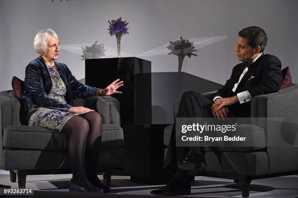 Baroness Onora O'Neil of Bengarve speaks with Fareed Zakaria onstage during the Berggruen Prize Gala at the New York Public Library on December 14,...