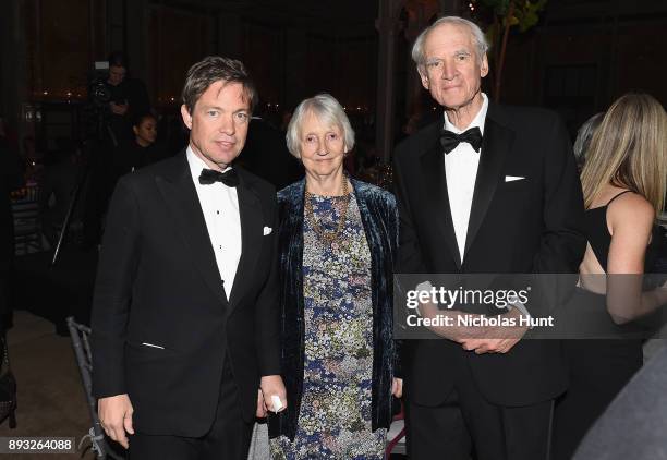 Chairman of the Berggruen Institute Nicolas Berggruen, Baroness Onora O'Neil, and Charles Taylor attend the Berggruen Prize Gala at the New York...