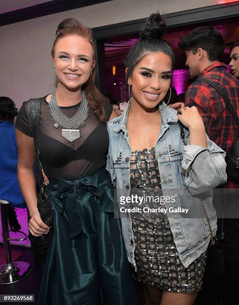Beauty bloggers Mykie and Karen Gonzalez at the NYX Professional Makeup and Samsung VR Launch Party at Beauty & Essex on December 14, 2017 in Los...