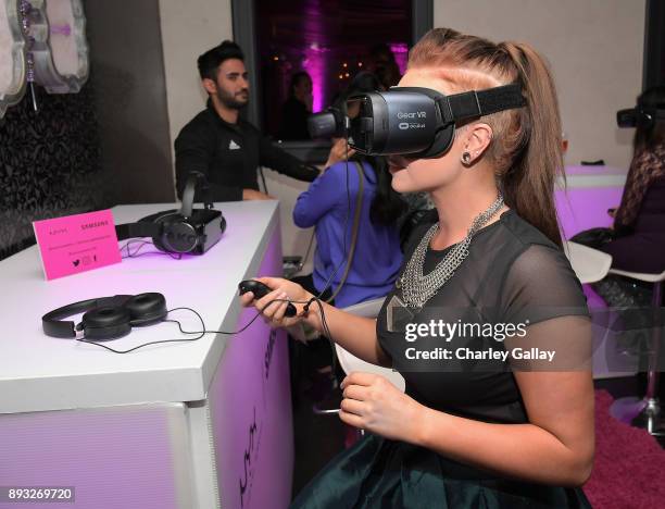 Beauty blogger Mykie at the NYX Professional Makeup and Samsung VR Launch Party at Beauty & Essex on December 14, 2017 in Los Angeles, California.