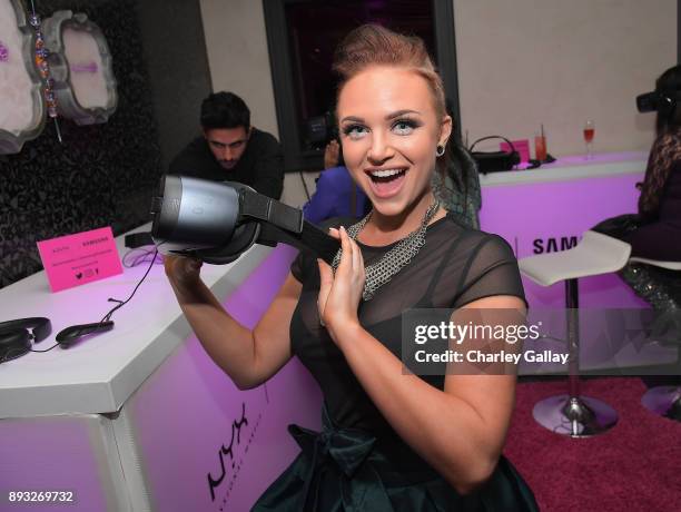 Beauty blogger Mykie at the NYX Professional Makeup and Samsung VR Launch Party at Beauty & Essex on December 14, 2017 in Los Angeles, California.