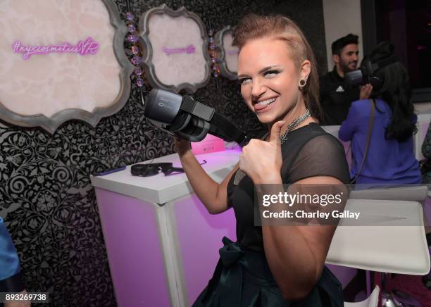 Beauty blogger Mykie at the NYX Professional Makeup and Samsung VR Launch Party at Beauty & Essex on December 14, 2017 in Los Angeles, California.