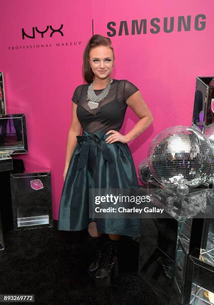 Beauty blogger Mykie at the NYX Professional Makeup and Samsung VR Launch Party at Beauty & Essex on December 14, 2017 in Los Angeles, California.