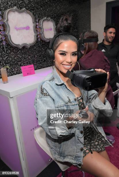 Beauty blogger Karen Gonzalez at the NYX Professional Makeup and Samsung VR Launch Party at Beauty & Essex on December 14, 2017 in Los Angeles,...