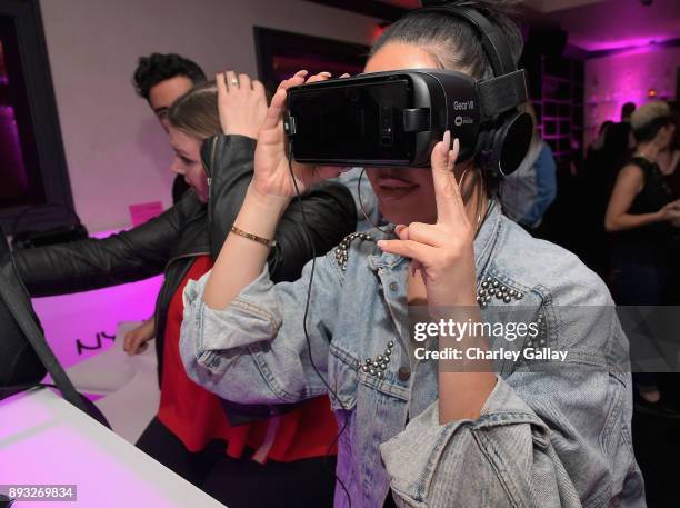 Beauty blogger Karen Gonzalez at the NYX Professional Makeup and Samsung VR Launch Party at Beauty & Essex on December 14, 2017 in Los Angeles,...