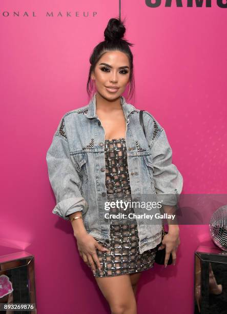 Beauty blogger Karen Gonzalez at the NYX Professional Makeup and Samsung VR Launch Party at Beauty & Essex on December 14, 2017 in Los Angeles,...