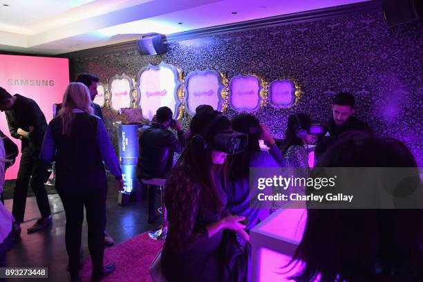 Guests at the NYX Professional Makeup and Samsung VR Launch Party at Beauty & Essex on December 14, 2017 in Los Angeles, California.