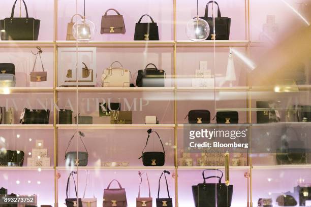 Handbags sit on display inside an Ivanka Trump brand store at Trump Tower in New York, U.S., on Thursday, Dec. 14, 2017. Trump's new store marks her...