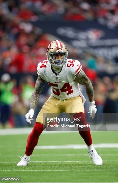 Cassius Marsh of the San Francisco 49ers defends during the game against the Houston Texans at NRG Stadium on December 10, 2017 in Houston, Texas....