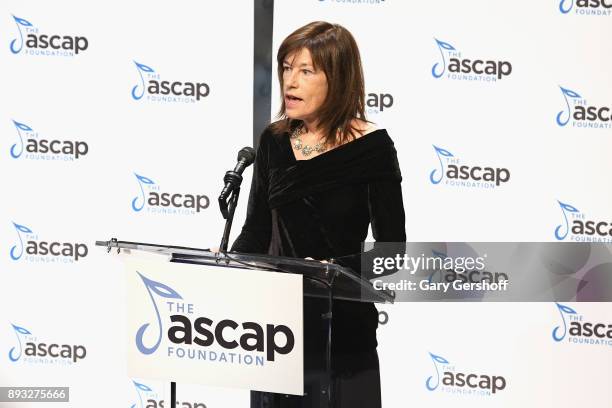 Executive Director, The ASCAP Foundation, Colleen McDonough speaks on stage during the ASCAP Foundation Awards 2017 at Jazz at Lincoln Center on...