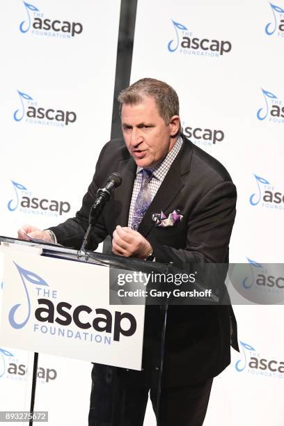 Louis Prima Jr. Speaks on stage during the ASCAP Foundation Awards 2017 at Jazz at Lincoln Center on December 14, 2017 in New York City.