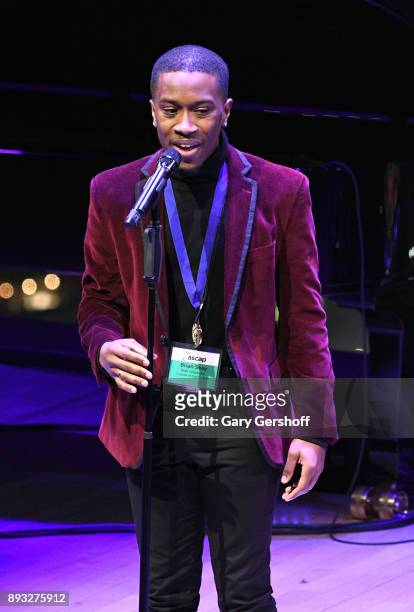 Singer, songwriter and producer Brian Seay performs on stage during the ASCAP Foundation Awards 2017 at Jazz at Lincoln Center on December 14, 2017...