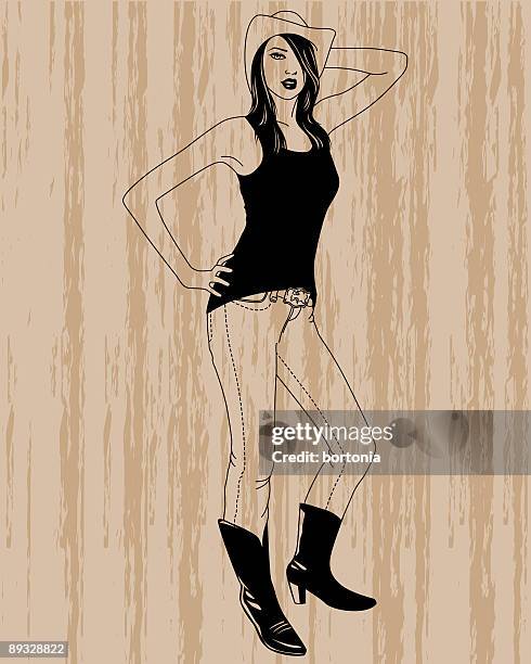 cowgirl - skinny jeans stock illustrations