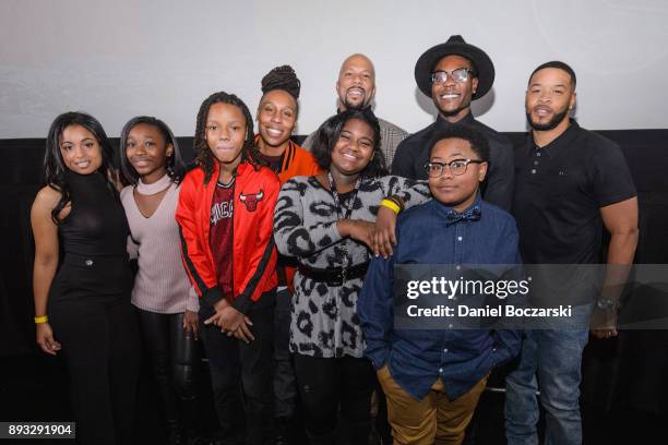 Cast members attends the Q&A during an advance screening of Showtime's 'The Chi' on Chicago's South Side at SMG Chatham on December 14, 2017 in...