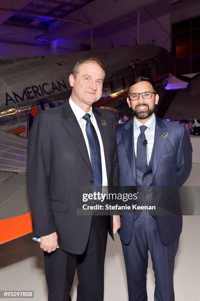 Torsten Pilz and Zeeshawn Zia attend Elite Aerospace Group's 4th Annual Aerospace & Defense Symposium at Lyon Air Museum on December 14, 2017 in...