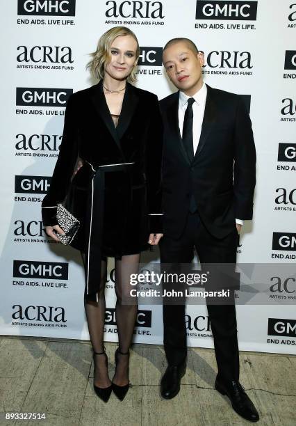 Diane Kruger and designer Jason Wu attend ACRIA's 22nd annual holiday dinner at Cipriani 25 Broadway on December 14, 2017 in New York City.