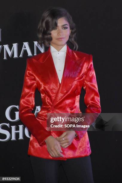 Actress Zendaya Coleman is seen attending at red carpet of The Greatest Showman film premiere to promote his latest movie at Oasis Coyoacan Mall.