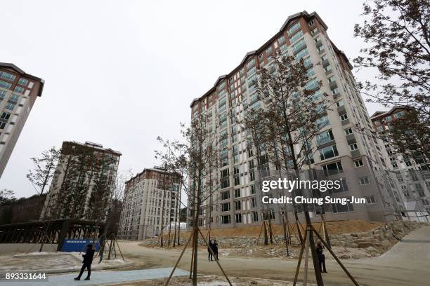 General view of the Olympic Village - Athletes Village ahead of the PyeongChang 2018 Winter Olympic Games on December 15, 2017 in Pyeongchang-gun,...