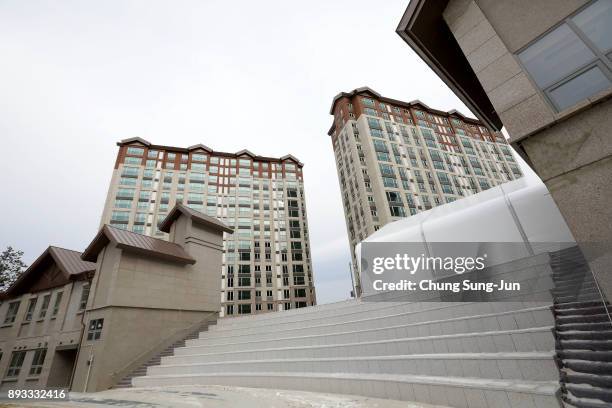 General view of the Olympic Village - Athletes Village ahead of the PyeongChang 2018 Winter Olympic Games on December 15, 2017 in Pyeongchang-gun,...