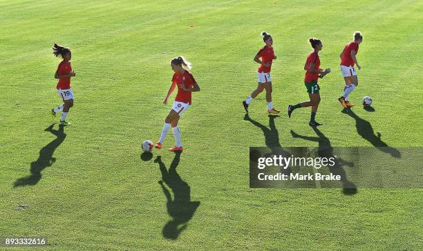 Western Sydney Wanderers warmup before the round eight W-League match between Adelaide United and the Western Sydney Wanderers at Marden Sports...