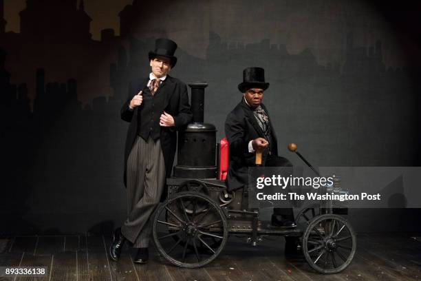 Actors Craig Wallace and Paul Morella portray Scrooge in two different productions. Both are photographed at the Ford Theatre in Washington, D.C. On...