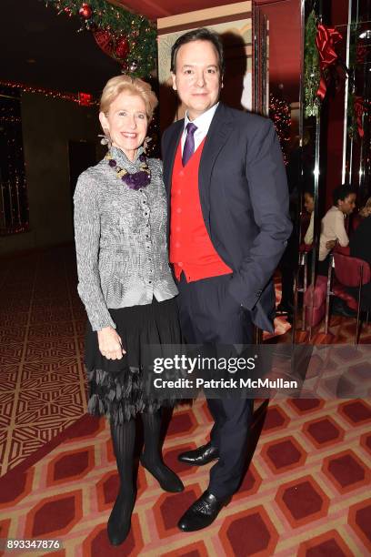 Emily Rafferty and George Farias attend A Christmas Cheer Holiday Party 2017 Hosted by George Farias, Anne and Jay McInerney at The Doubles Club on...