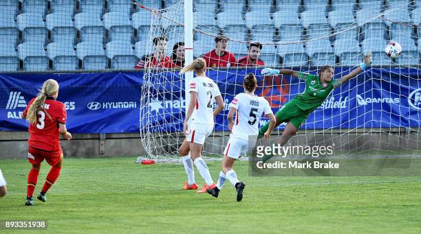 Makenzy Doniak of Adelaide United scores during the round eight W-League match between Adelaide United and the Western Sydney Wanderers at Marden...