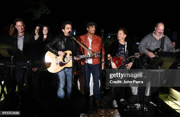 Doug Emery, Jon Secada and Dan Warner performs during the Membership Celebration at the Recording Acdemy on December 14, 2017 in Miami Beach, Florida.