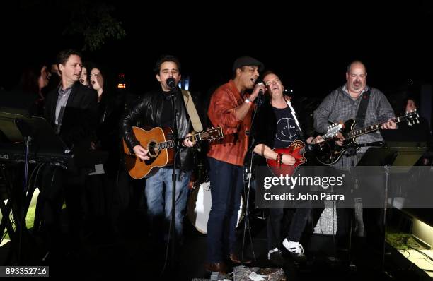 Doug Emery, Jon Secada and Dan Warner performs during the Membership Celebration at the Recording Acdemy on December 14, 2017 in Miami Beach, Florida.