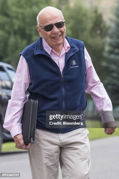 Rupert Murdoch, co-chairman and founder of Twenty-First Century Fox Inc., arrives for a morning session during the Allen & Co. Media and Technology...