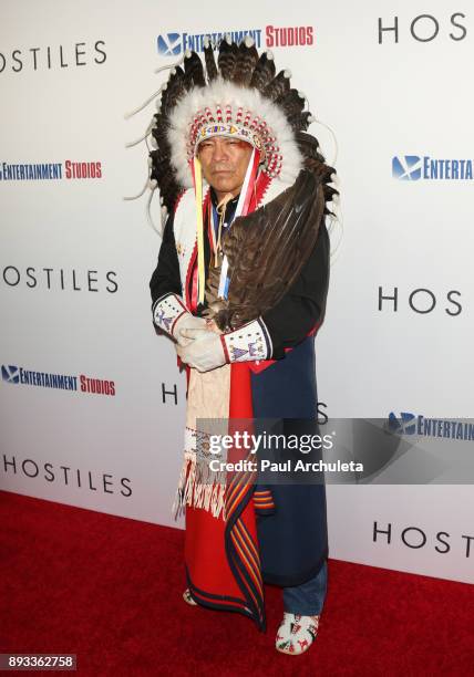 Chief Phillip Whiteman Jr. Attends the premiere of "Hostiles" at the Samuel Goldwyn Theater on December 14, 2017 in Beverly Hills, California.