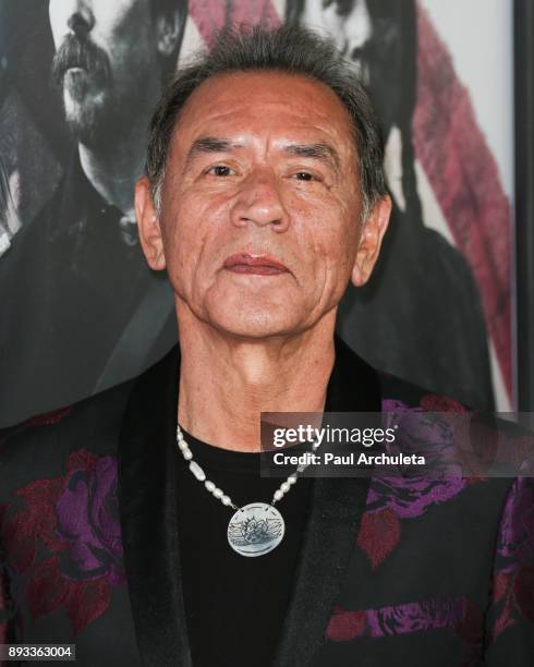 Actor Wes Studi attends the premiere of "Hostiles" at the Samuel Goldwyn Theater on December 14, 2017 in Beverly Hills, California.