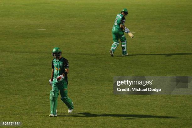 Glenn Maxwell of the Stars looks dejected after being dismissed during the Twenty20 BBL practice match between the Melbourne Stars and the Hobart...