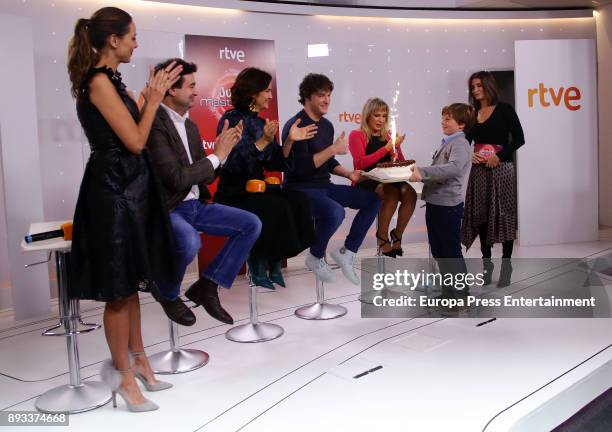 Eva Gonzalez, Pepe Rodriguez Rey, Samantha Vallejo-Nagera and Jordi Cruz attend the presentation of a new seson of 'Masterchef Junior' at TVE studios...