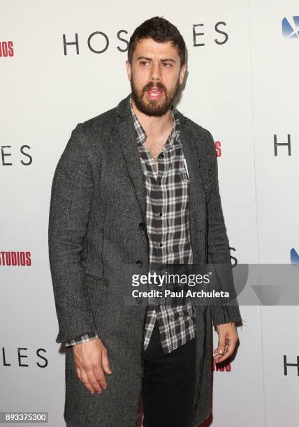 Actor Toby Kebbell attends the premiere of "Hostiles" at the Samuel Goldwyn Theater on December 14, 2017 in Beverly Hills, California.