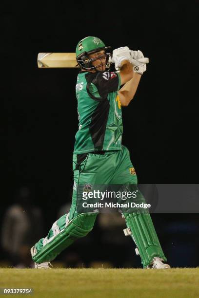 Evan Gulbis of the Stars bats during the Twenty20 BBL practice match between the Melbourne Stars and the Hobart Hurricanes at Traralgon Recreation...