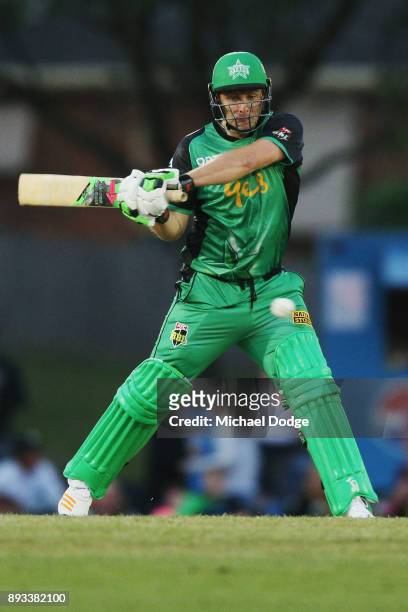 Luke Wright of the Stars bats during the Twenty20 BBL practice match between the Melbourne Stars and the Hobart Hurricanes at Traralgon Recreation...